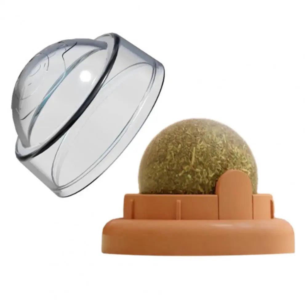 green ball with a brown base on a white background