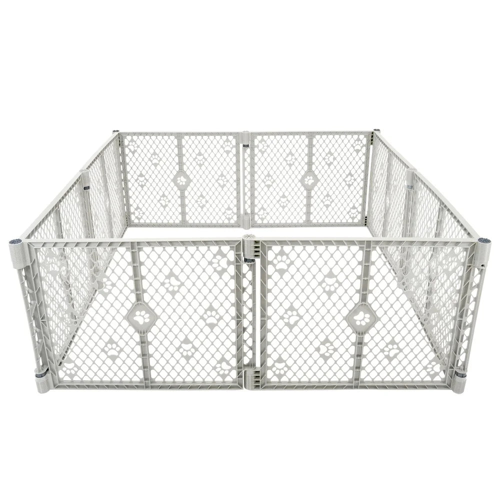 Plastic playpen with mesh design on a white background