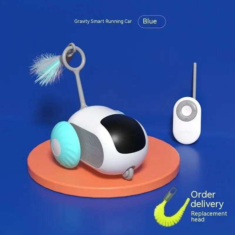 Gravity Smart Running Car with remote control on a blue background