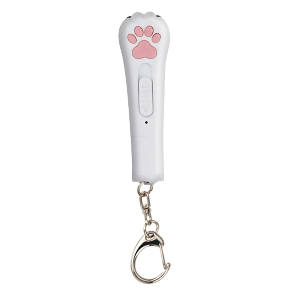 White remote control with pink paw print design on a white background