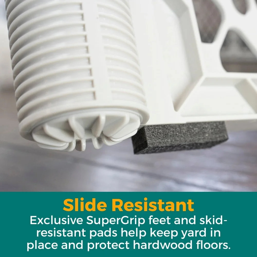 Close-up of a slide resistant product with text on a green banner.