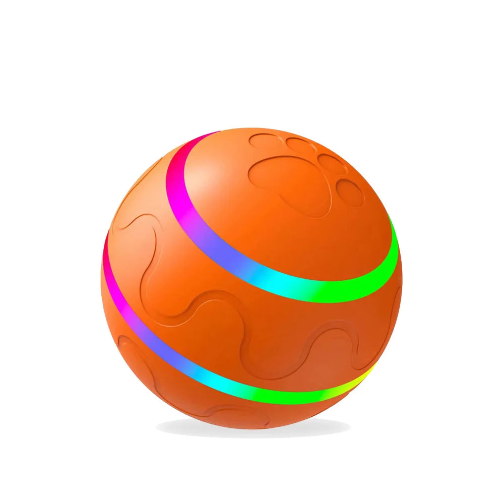 Orange ball with colorful bands on a white background