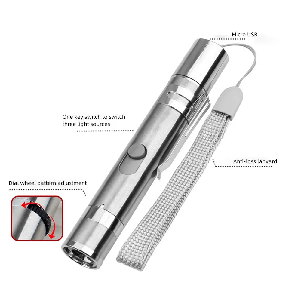 Silver laser light with features labeled on a white background