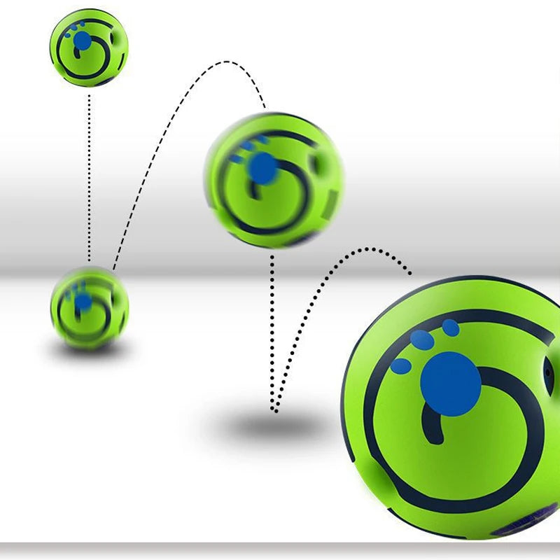 Green and blue ball with a circular design on a white background