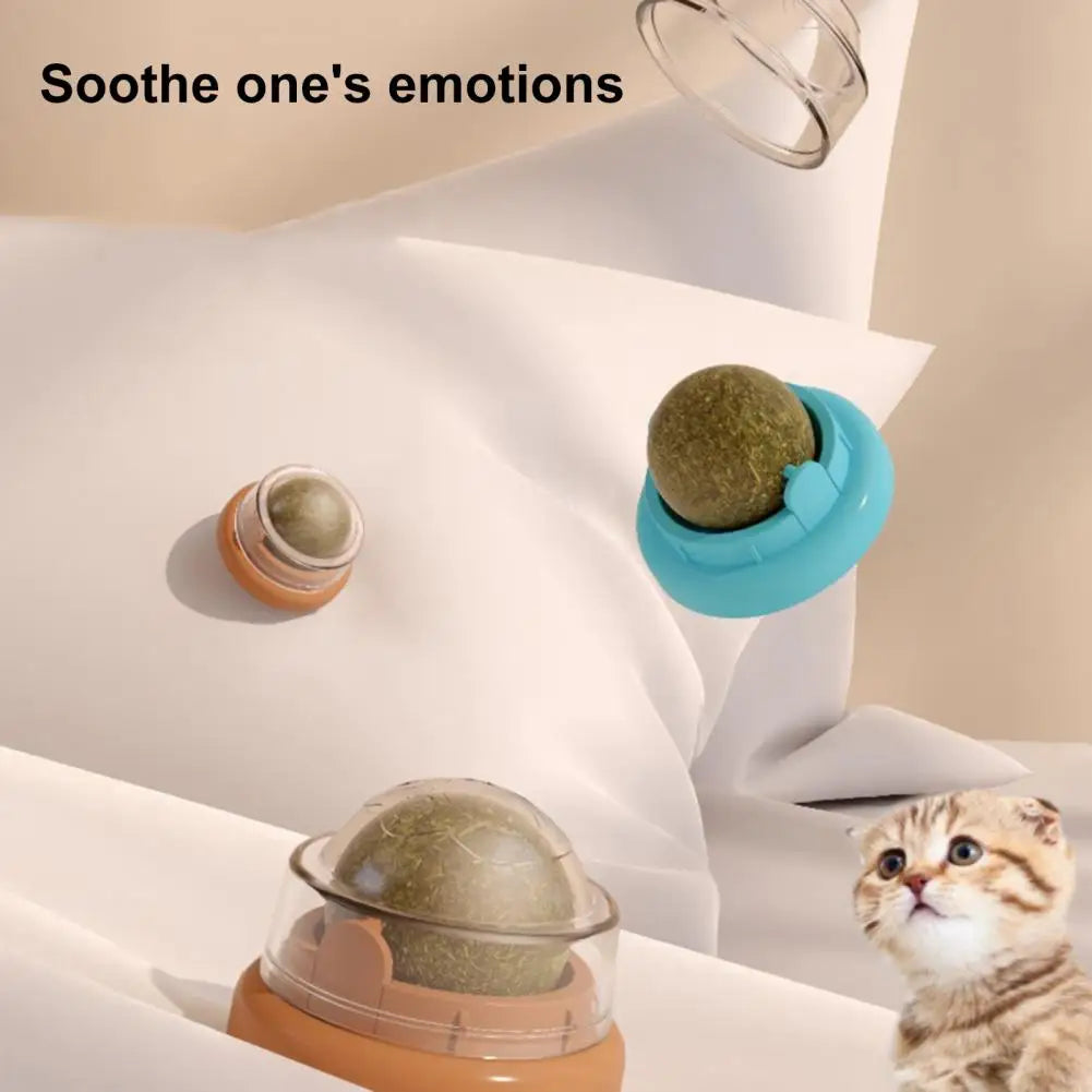Pet toy with a cat on a white pillow, text 'Soothe one's emotions' above.