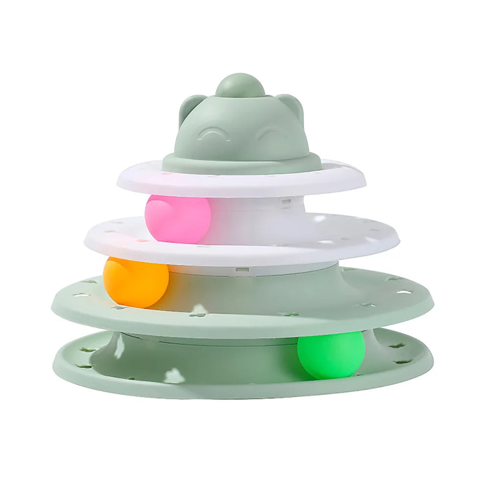 Stackable toy with colorful balls on a white background