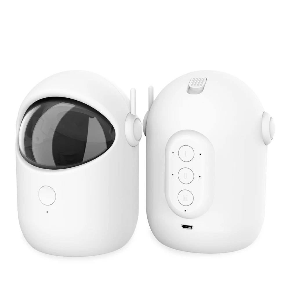 White electronic devices with a screen and control buttons on a white background