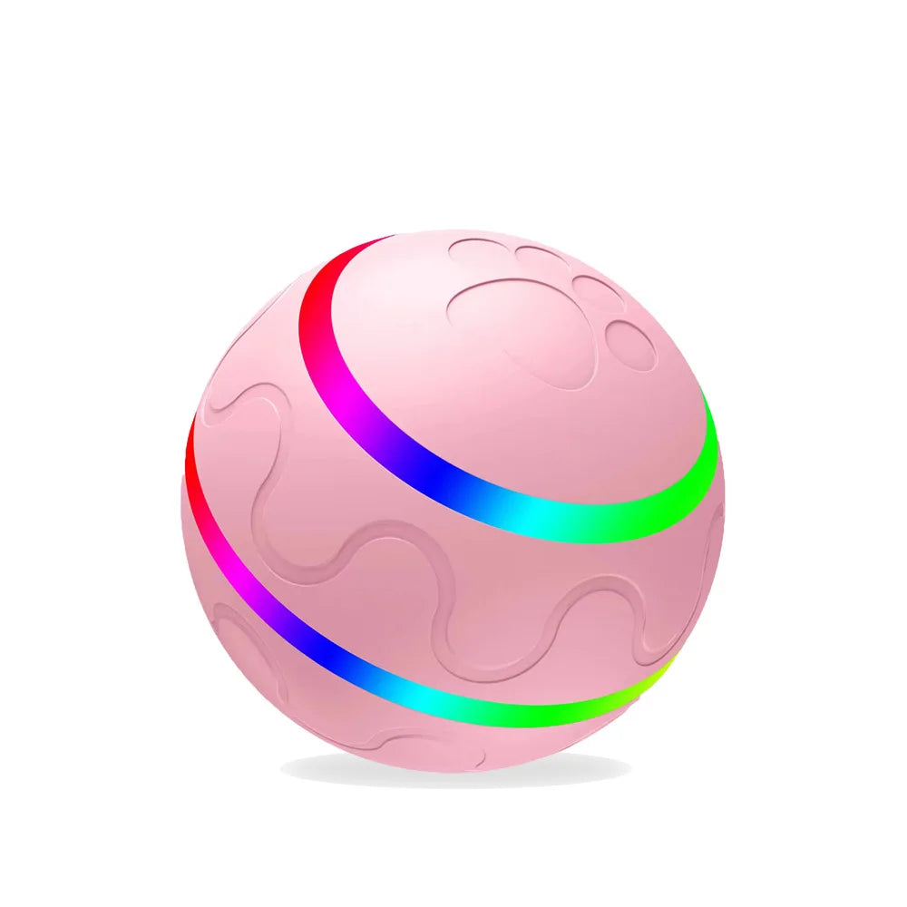 Pink ball with colorful LED lights on a white background