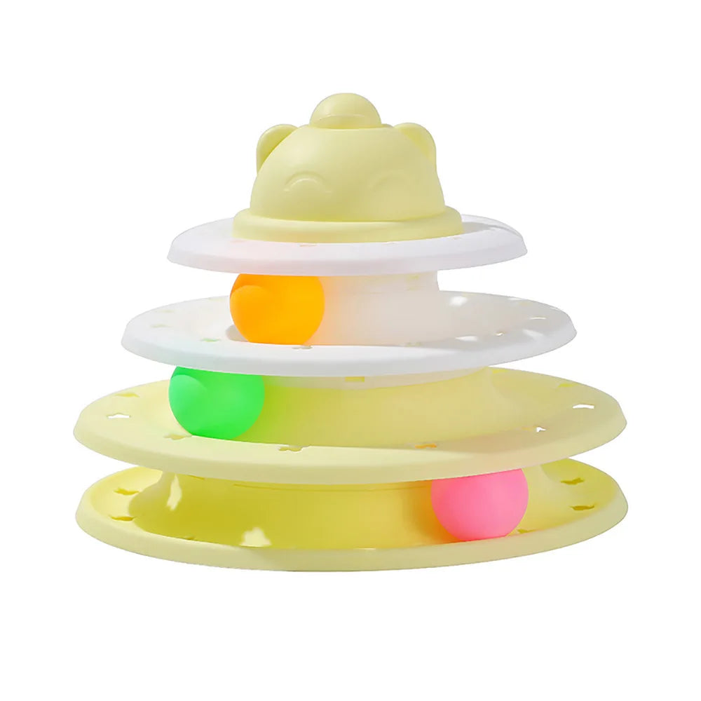 Stackable toy with colorful rings on a white background
