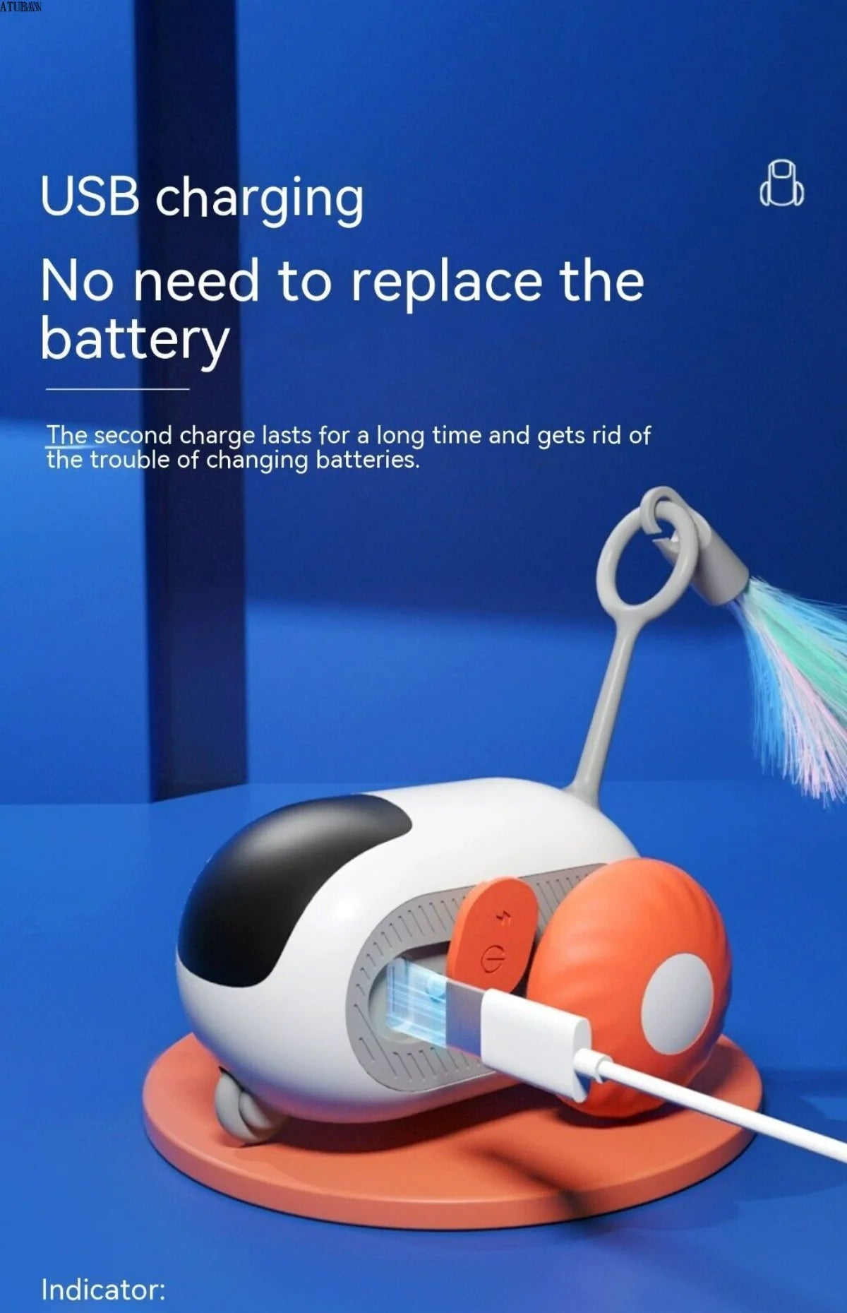 Product with USB charging feature on a blue background