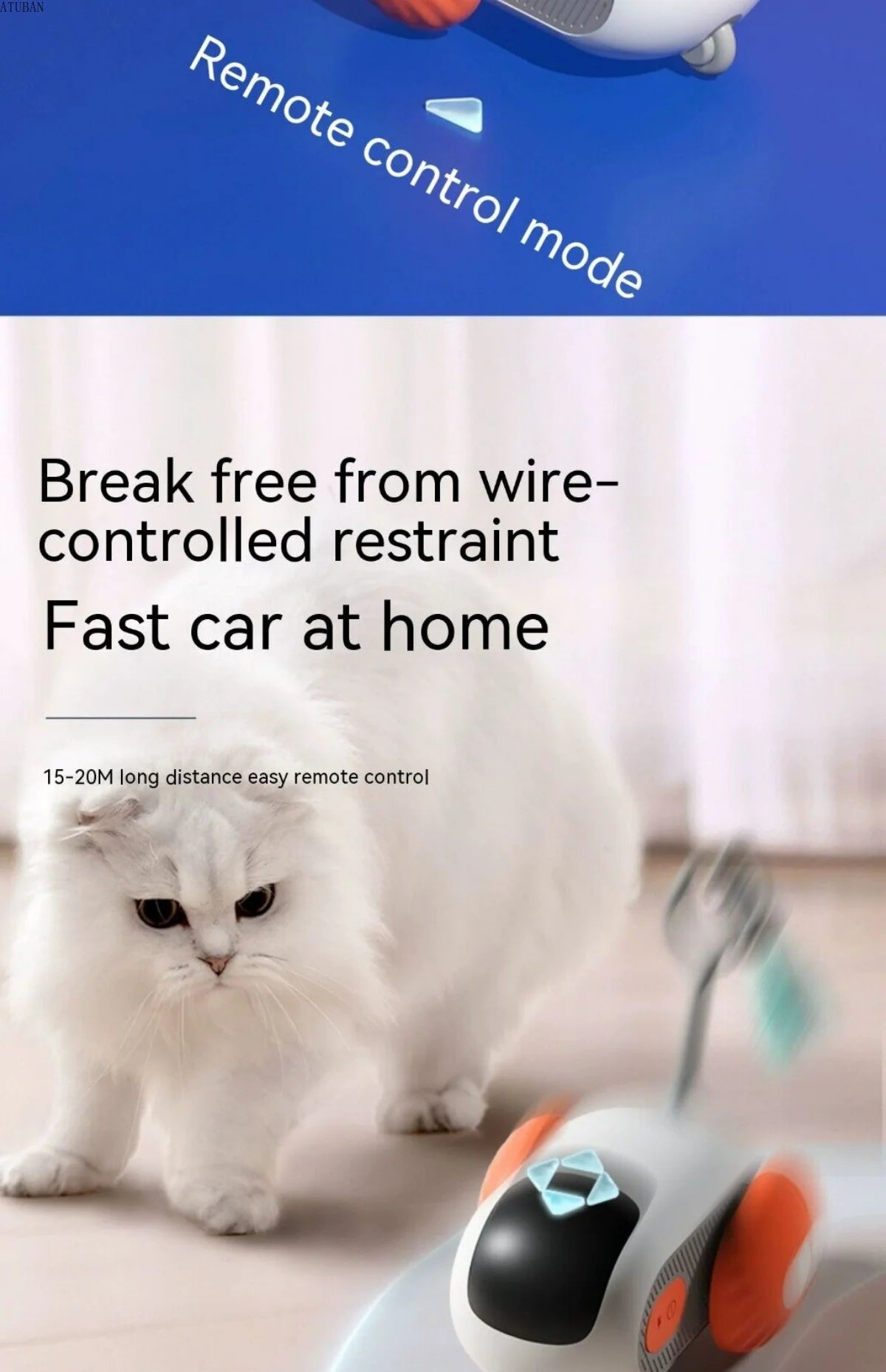 Cat interacting with a remote control device on a light background