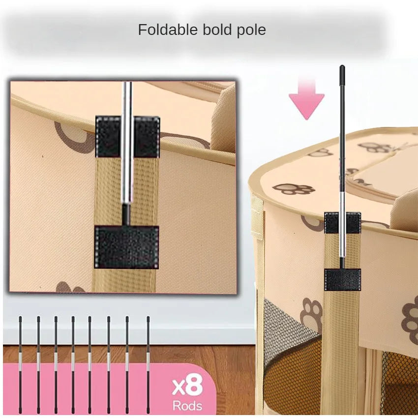 Foldable bold pole with attachments on a beige background