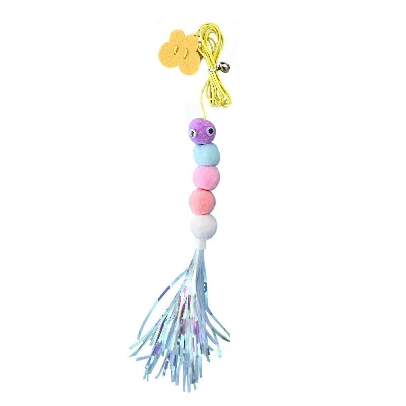 Pastel-colored beaded tassel charm on a white background