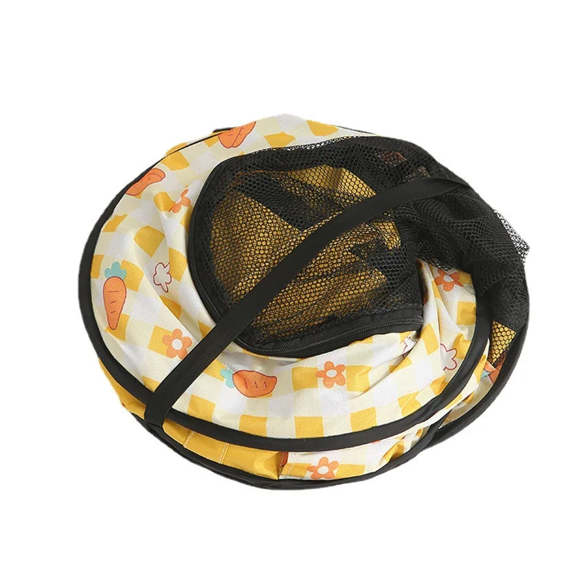 Pet play pen folded for travel. 