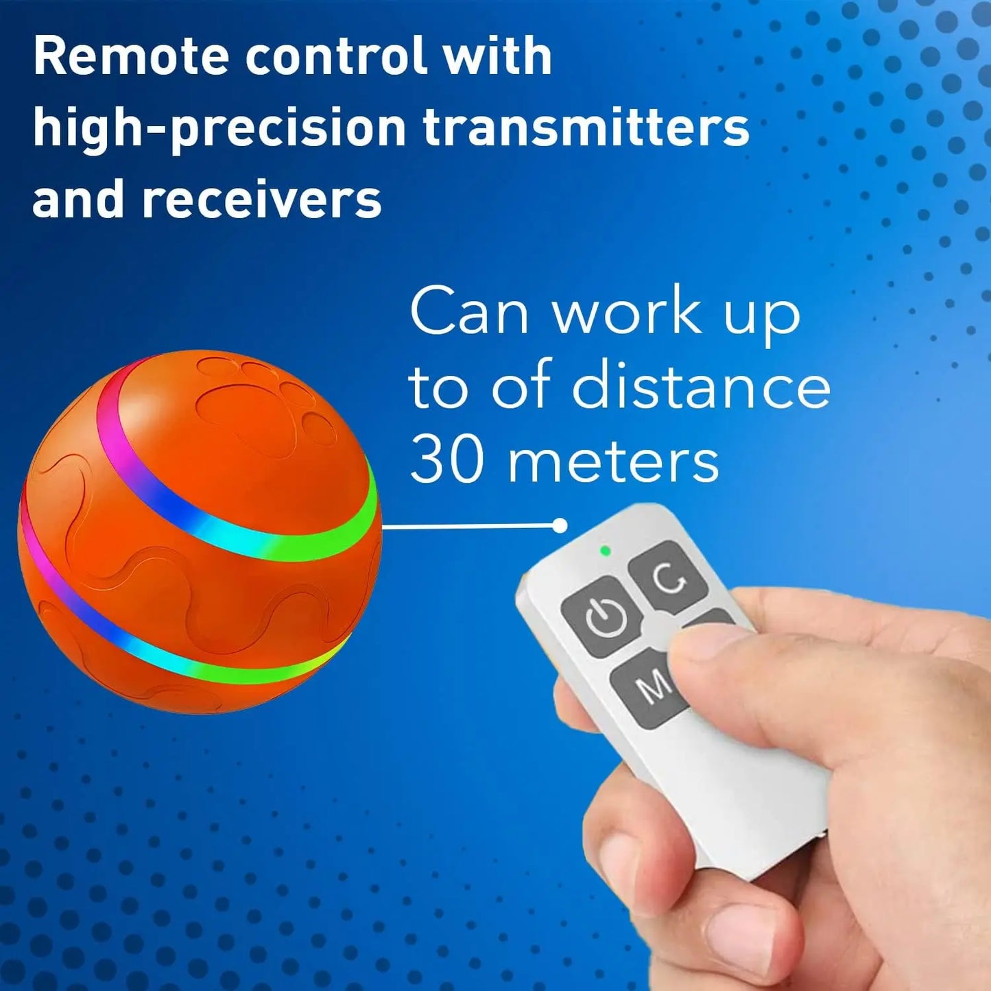 Remote control with high-precision transmitters and receivers on a blue background