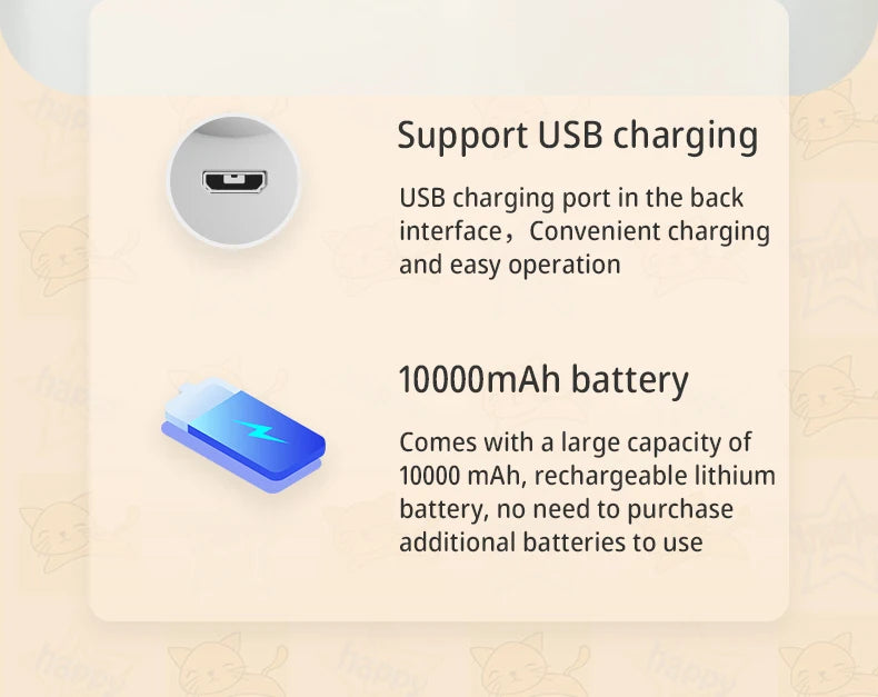 Product with USB charging port and 10000mAh battery text on a beige background