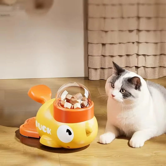 Cat playing with a toy on a wooden floor